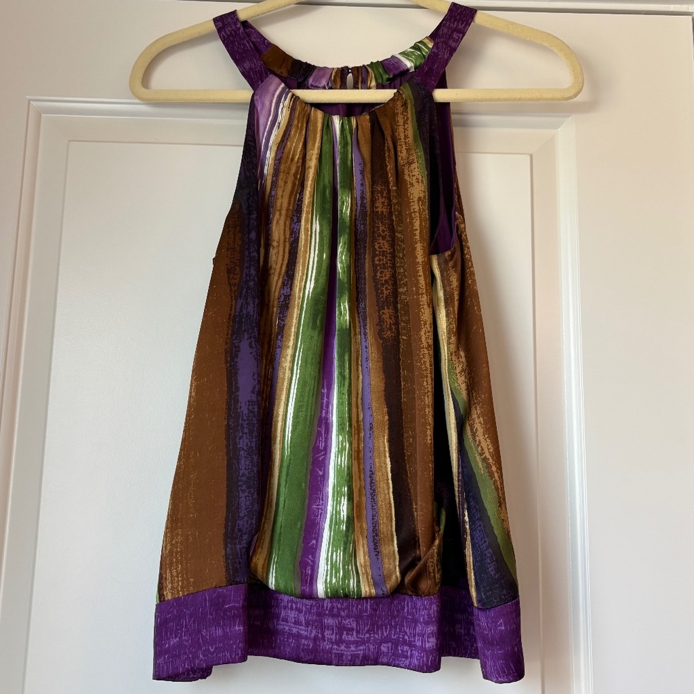Ann Taylor Womens Striped Pattern Sleeveless Blouse Multicolor Size M